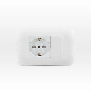 Enchufe Toma Corriente Schuko 10/16A 250V Blanco Armado Lexo