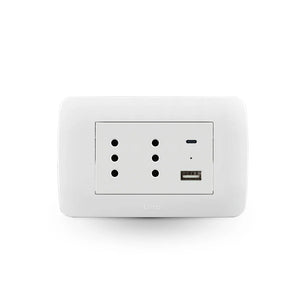 Enchufe Toma Corriente Duplex 10A + 2 Usb Blanco Armado Lexo