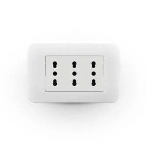 Enchufe Toma Corriente Triplex 10/16A 250V Blanco Lexo