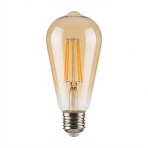 Ampolleta St64 8W Ámbar Luz Cálida 2500K Filamento LED E27 Wellmax