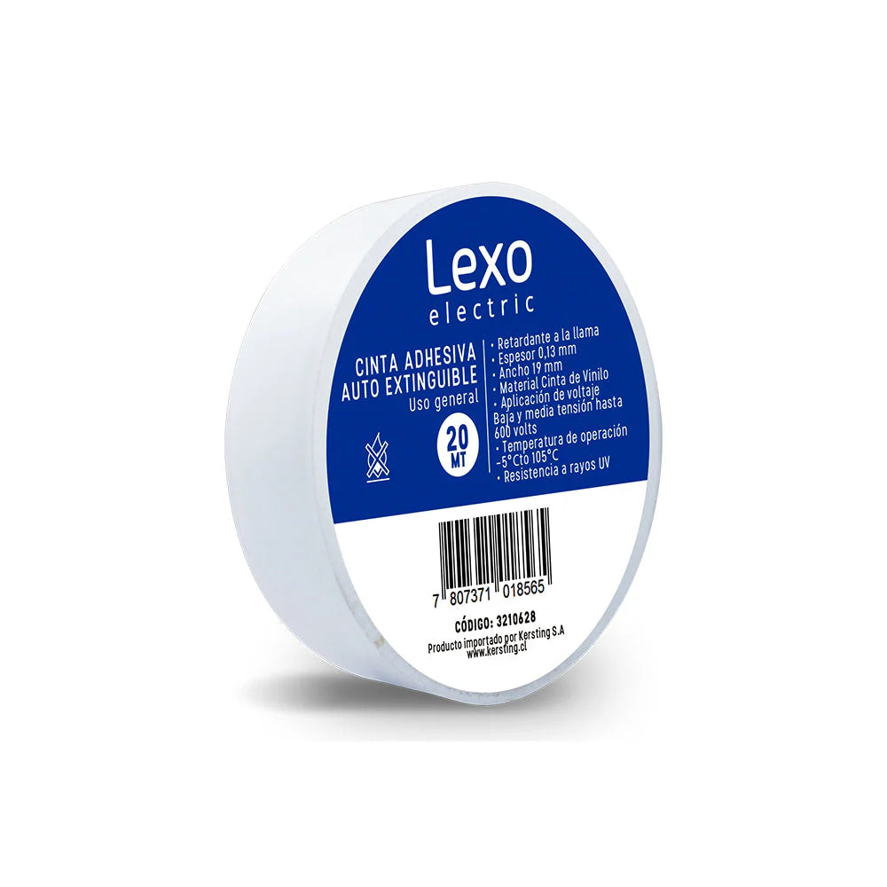 Cinta Aislante Autoextinguible 19mm X 20m Blanca Lexo