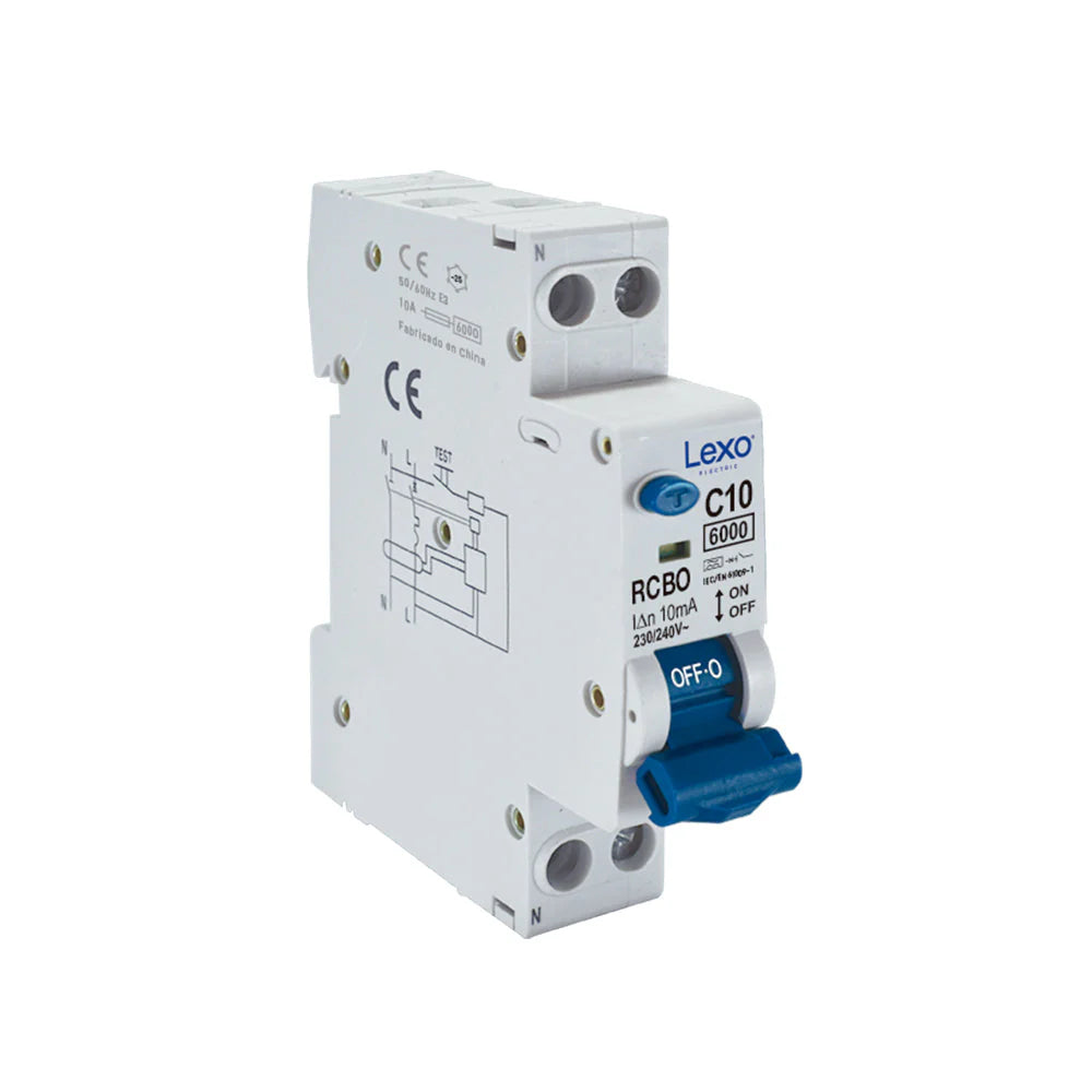 Interruptor RCBO 1x10A Curva C 6kA 30mA Tipo a Lexo