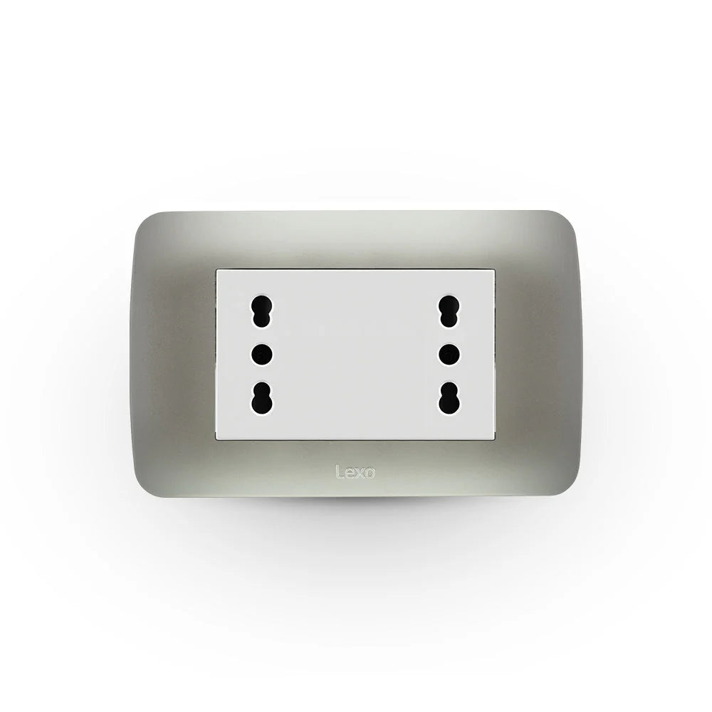 Toma Corriente Duplex 10/16A 250V Plata Lexo