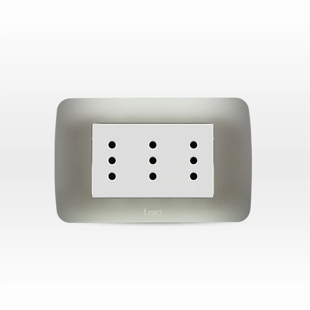 Toma Corriente Triplex 10A 250V Plata Lexo