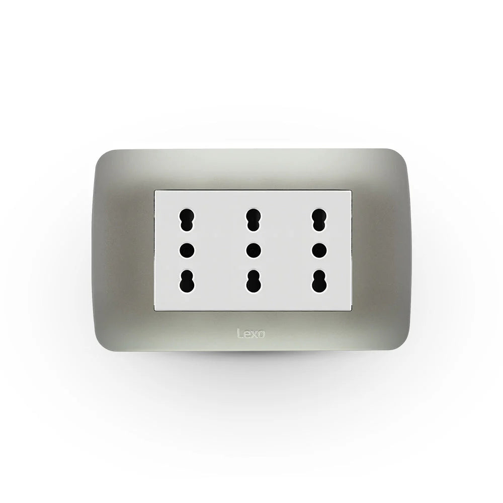 Toma Corriente Triplex 10/16A 250V Plata Lexo