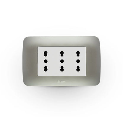 Toma Corriente Triplex 10/16A 250V Plata Lexo