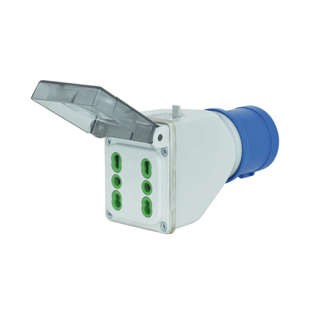 Adaptador Industrial IP44 2x2P-T 16A 250V Fanton