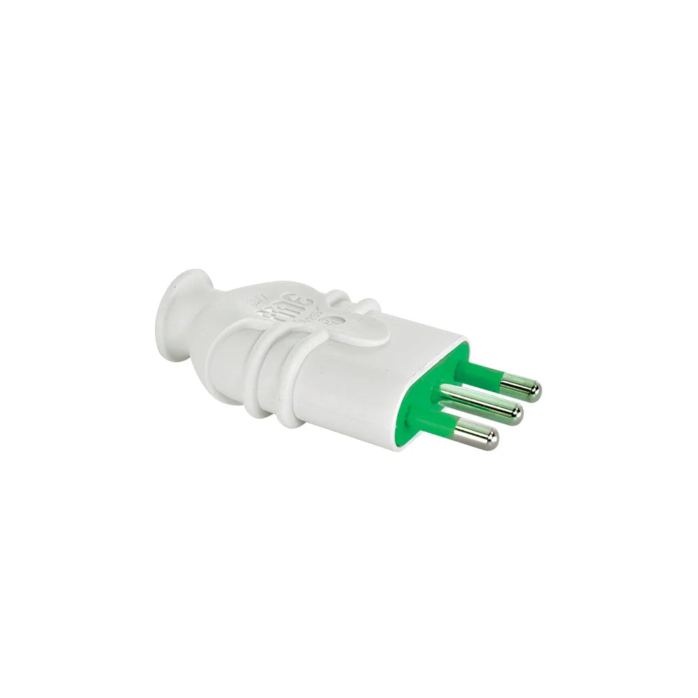 Enchufe Volante Macho 2P+T 16A 250 VAC Blanco Fanton