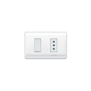 Interruptor Simple 9/12 + Toma Corriente 10A 250V Blanco Genesis Schneider