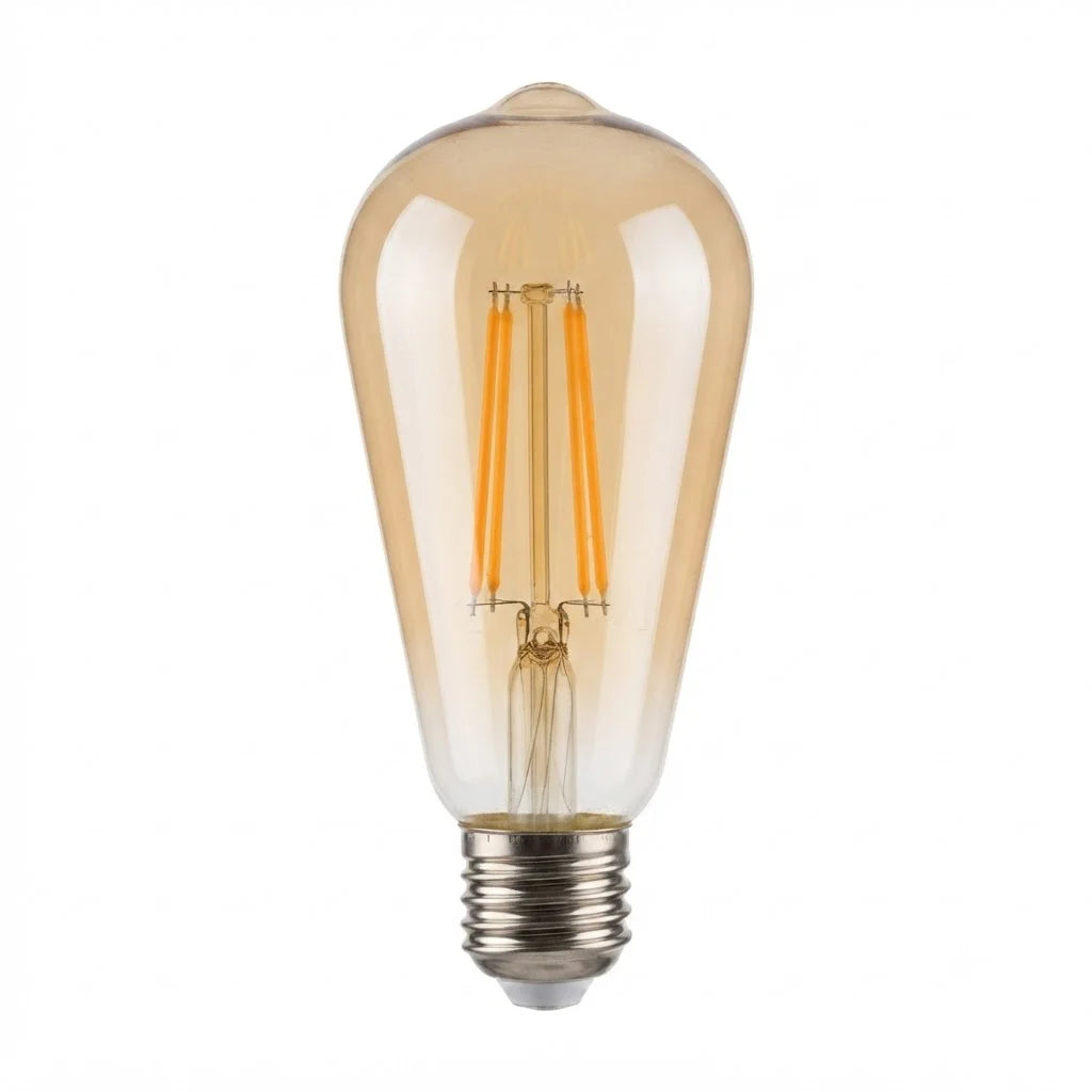 Ampolleta St64 8W Ámbar Luz Cálida 2500K Filamento LED E27 Wellmax