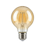 Ampolleta G95 8W Ambar Luz Cálida 2500K Filamento LED E27 Wellmax