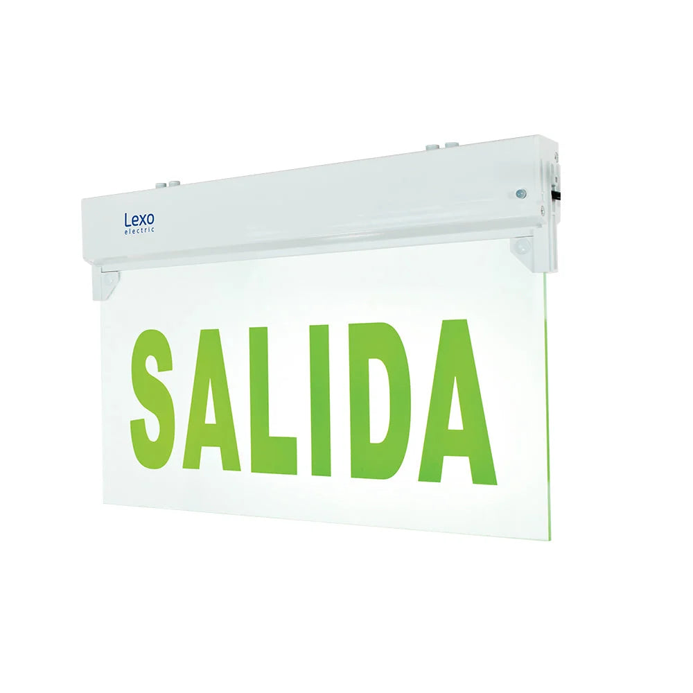 Señalética Salida de Emergencia LED 6 Horas Letras Verdes Lexo