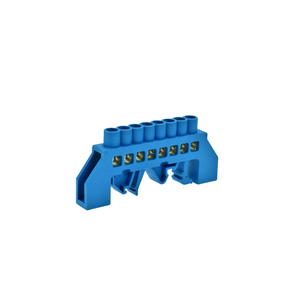 Barra Bronce Aislada Riel DIN Azul 8 Polos Lexo