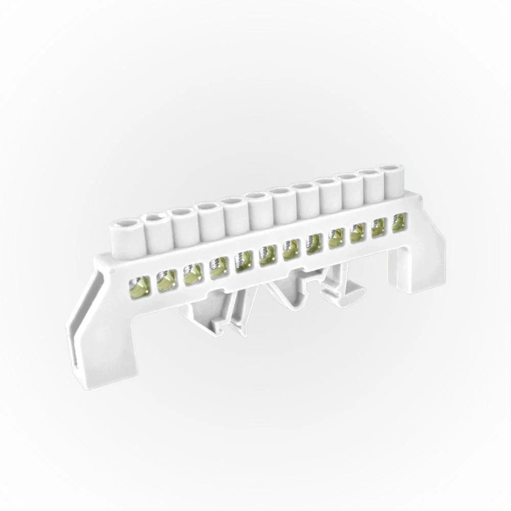 Barra Bronce Aislada Riel DIN Blanca 12 Polos Lexo