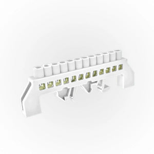 Barra Bronce Aislada Riel DIN Blanca 12 Polos Lexo