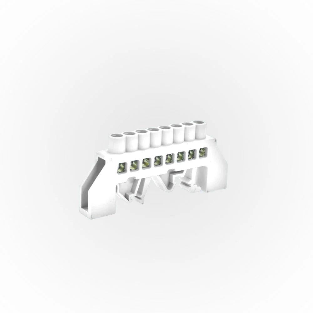 Barra Bronce Aislada Riel DIN Blanca 8 Polos Lexo