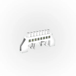 Barra Bronce Aislada Riel DIN Blanca 8 Polos Lexo