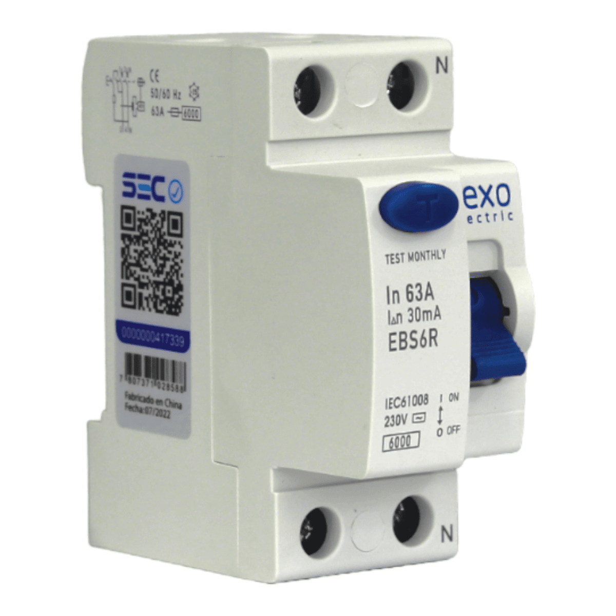 Interruptor Diferencial 2x63A 30mA Lexo