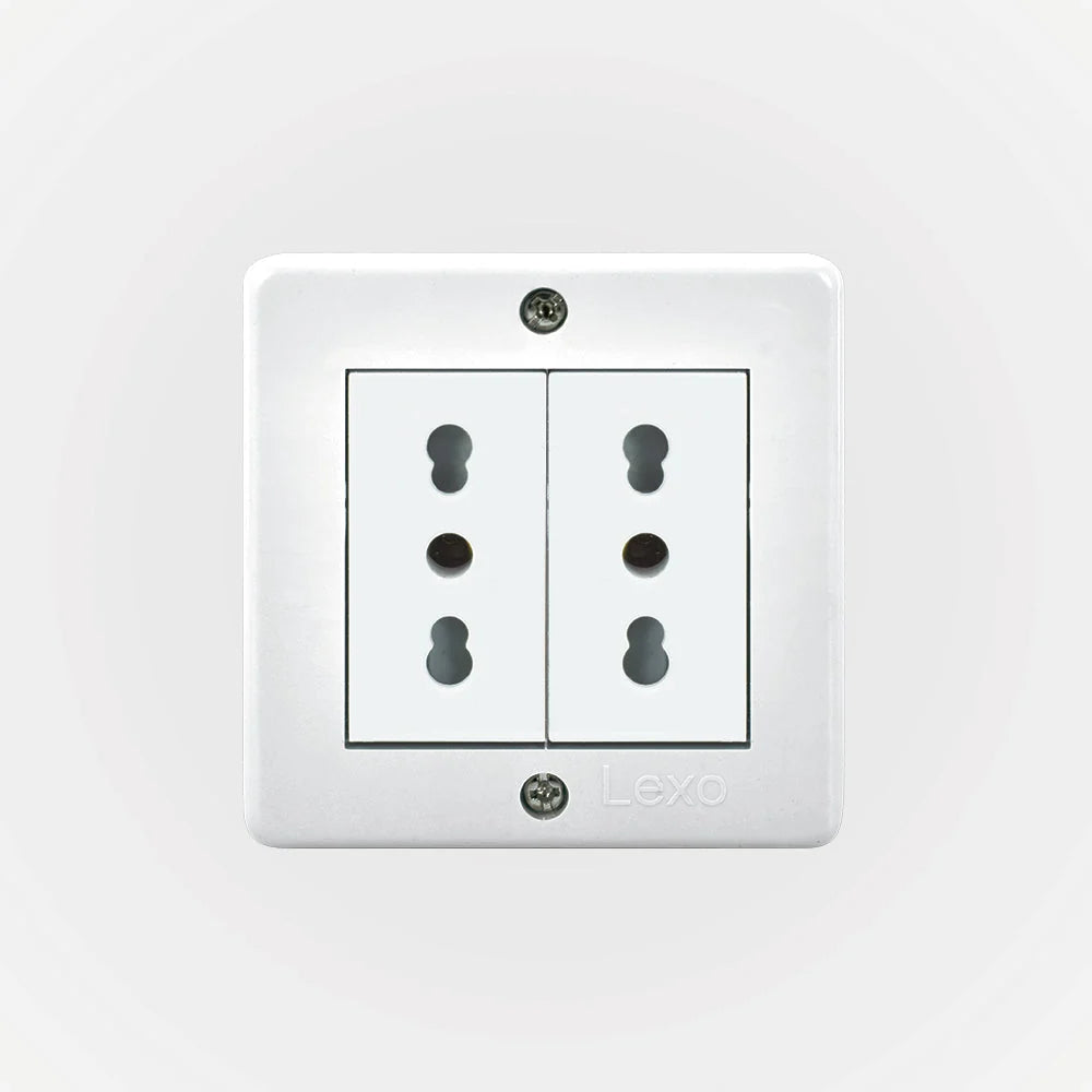 Toma Corriente Sobrepuesto Doble 10/16A 250V IP20 Blanco Lexo