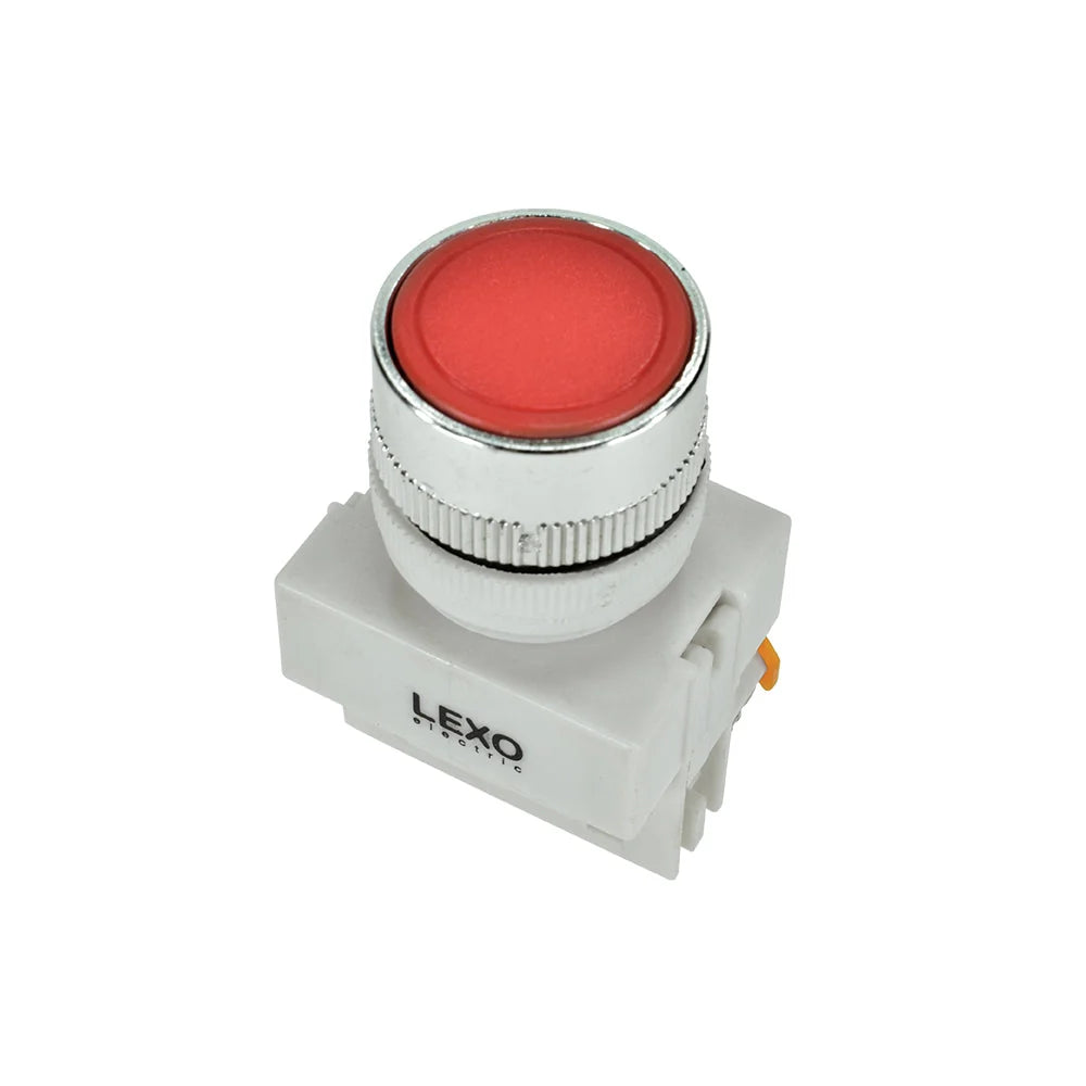 Pulsador Plano 22mm Rojo 1NC Lexo