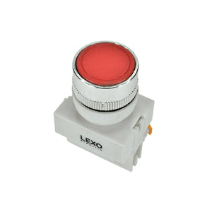 Pulsador Plano 22mm Rojo 1NC Lexo