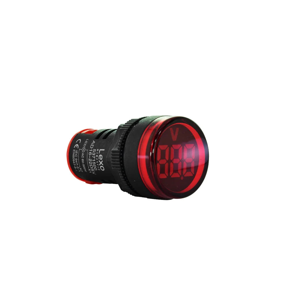 Luz Piloto Roja con Voltimetro Negro 60-500 VAC Lexo