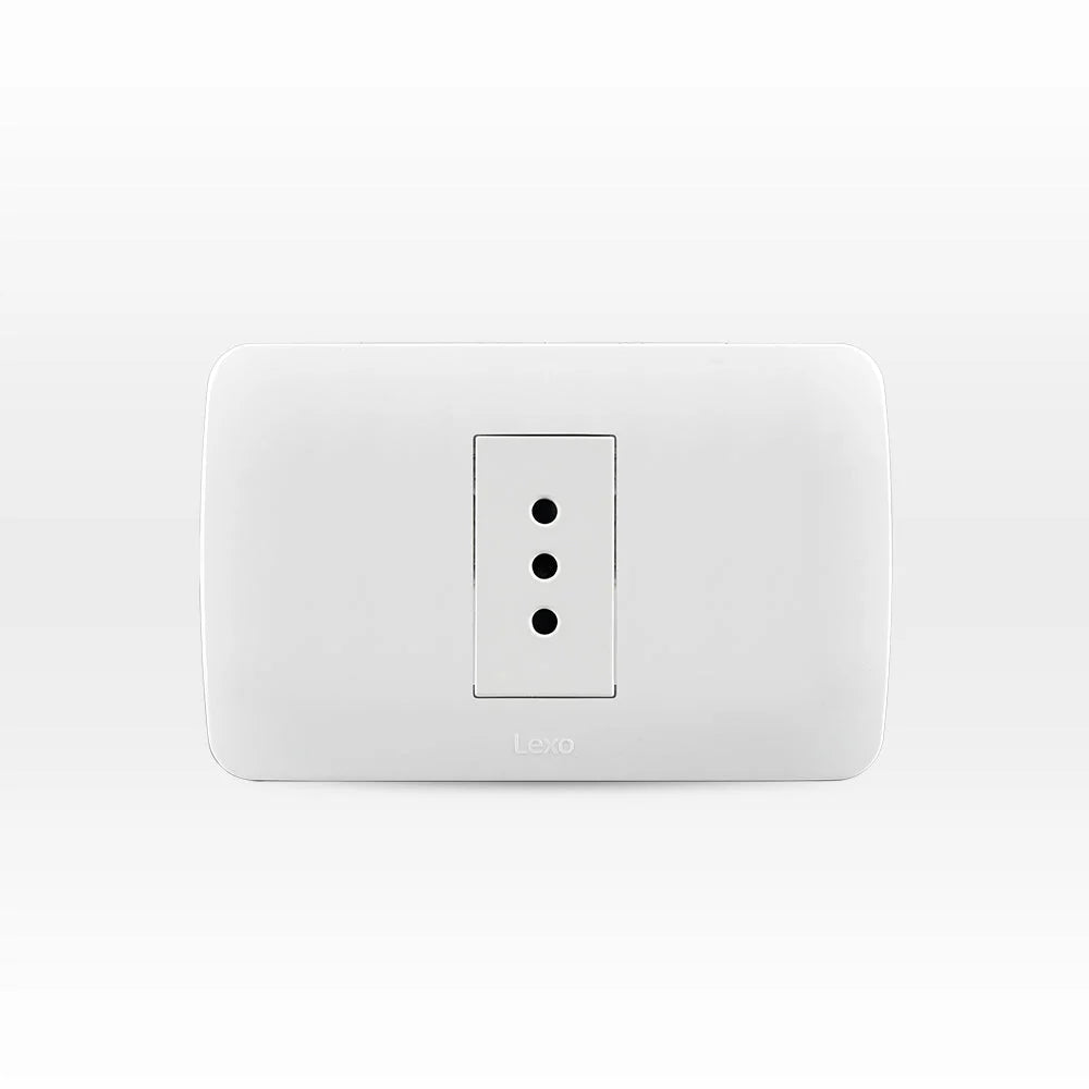 Enchufe Toma Corriente Simple 10A 250V Blanco Armado Lexo