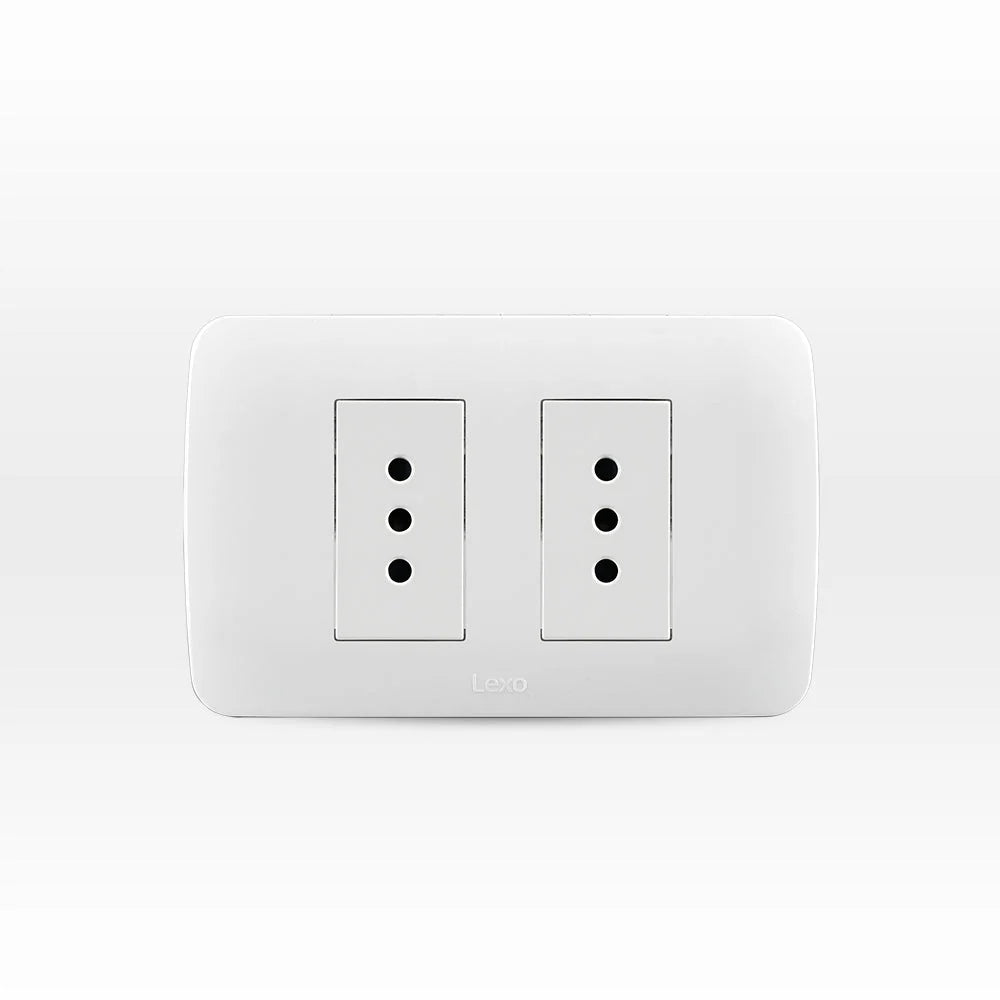 Toma Corriente Doble 10A 250V Blanco Armado Lexo