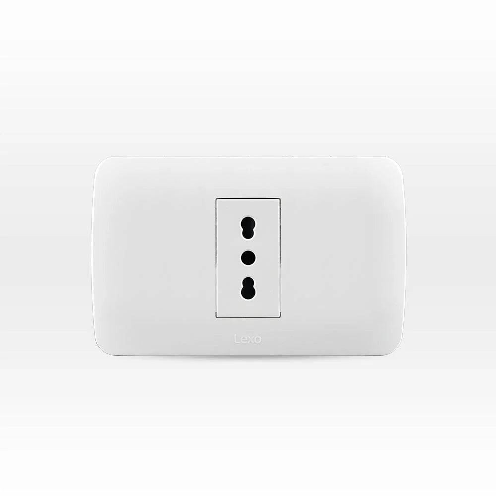 Enchufe Toma Corriente Simple 10/16A 250V Blanco Armado Lexo