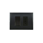Interruptor Simple 9/12 Mas Toma Corriente 10A 250V Andes Black Armado Lexo