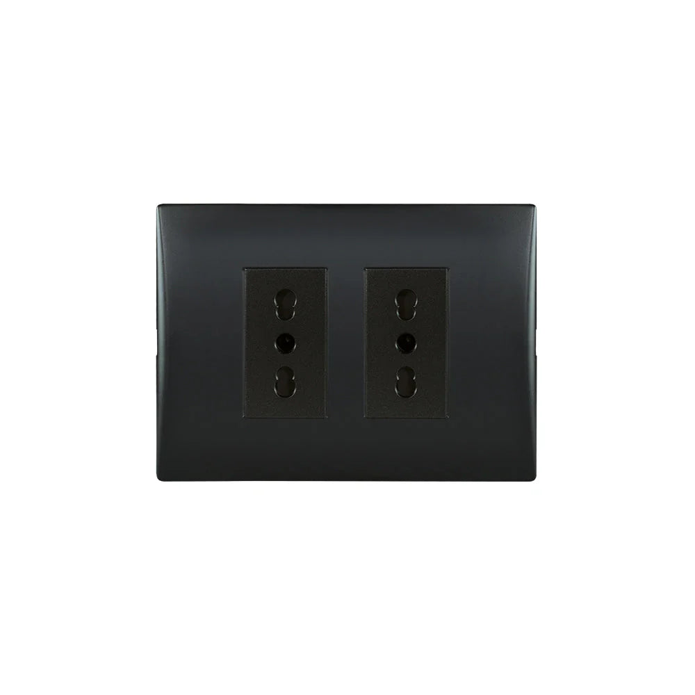 Enchufe Toma Corriente Andes Doble 10/16A 250V Black Armado Lexo