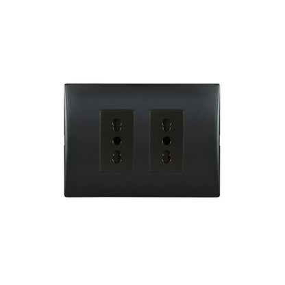 Enchufe Toma Corriente Andes Doble 10/16A 250V Black Armado Lexo