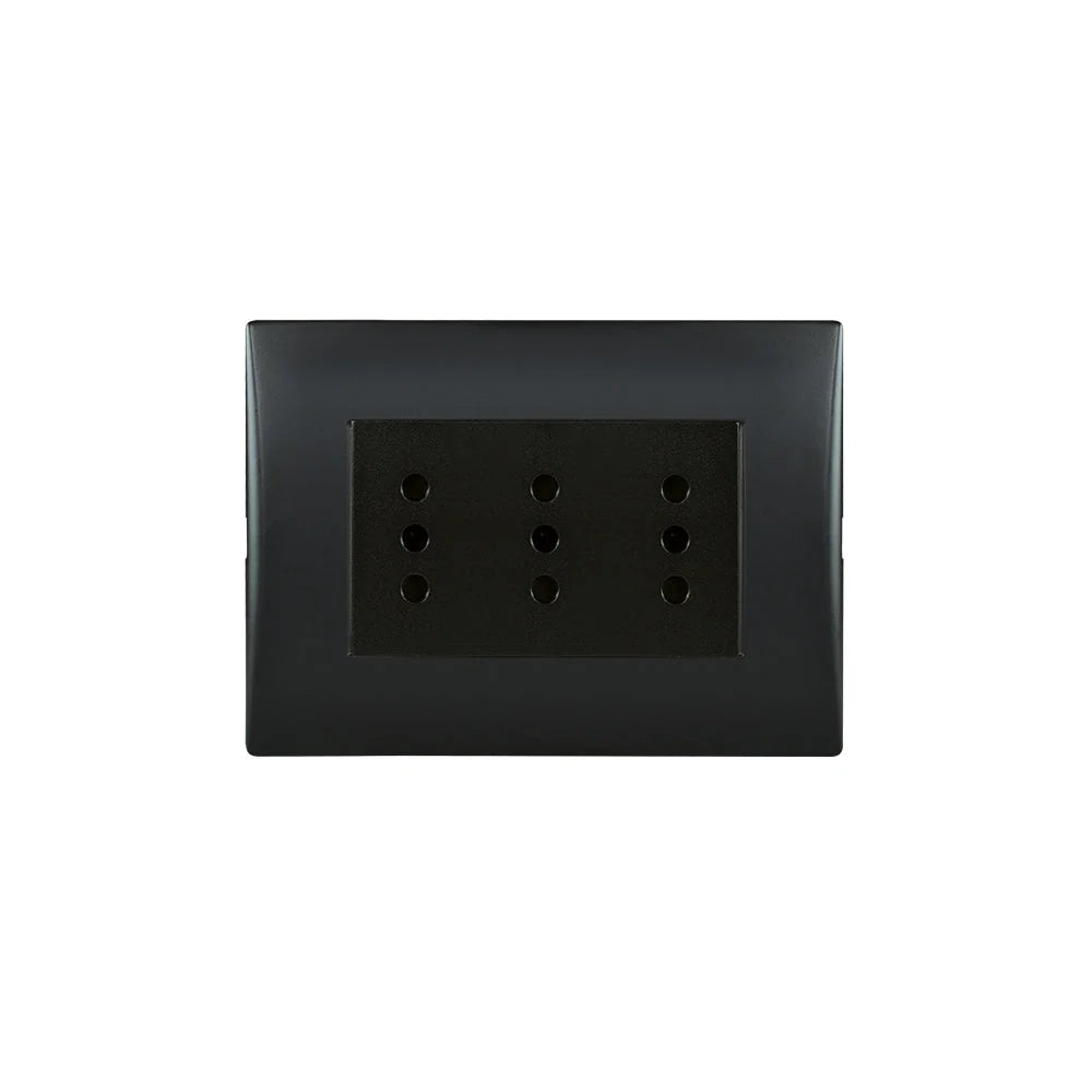Enchufe Toma Corriente Andes Triplex 10A 250V Black Lexo
