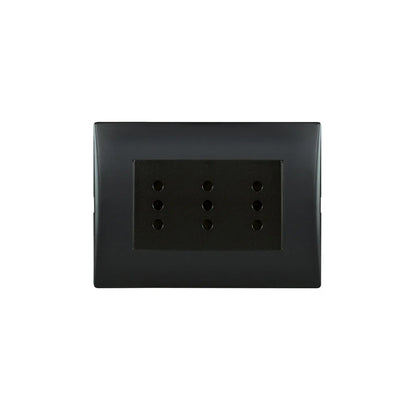 Enchufe Toma Corriente Andes Triplex 10A 250V Black Lexo