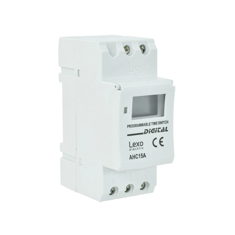 Temporizador Digital con Reserva de Marcha 0-24 Horas Ahc 15A 220V Lexo