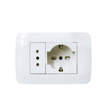 Enchufe Toma Corriente Schuko 10/16 + Toma Corriente 10A 250V Blanco Armado Lexo