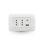 Enchufe Toma Corriente Duplex 10A + 2 USB Blanco Armado Lexo
