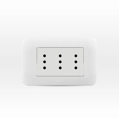 Enchufe Toma Corriente Triple 10A 250V Blanco (Triplex) Lexo