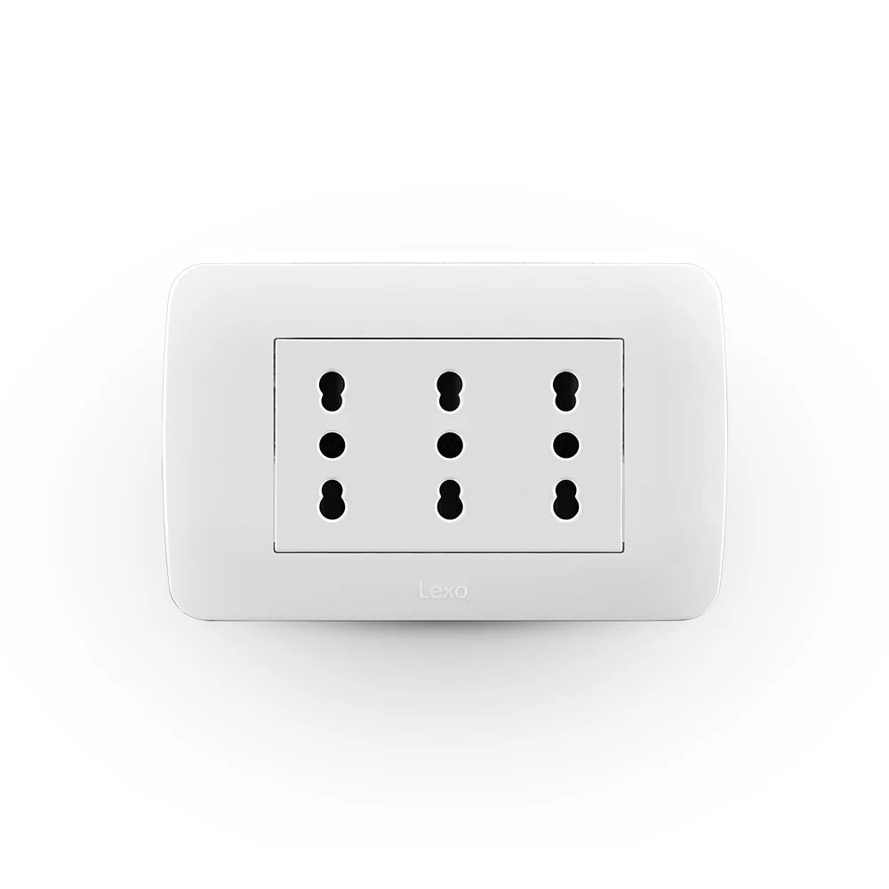 Enchufe Toma Corriente Triplex 10/16A 250V Blanco Lexo