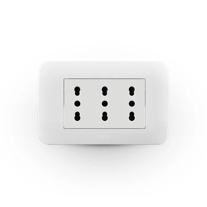 Enchufe Toma Corriente Triplex 10/16A 250V Blanco Lexo
