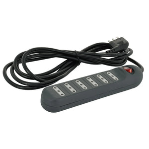 Alargador 6 Tomas 2P+T 10A 5m con Interruptor Negro Lexo