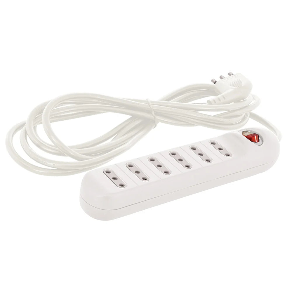 Alargador 6 Tomas 2P+T 5m con Interruptor Blanco Lexo