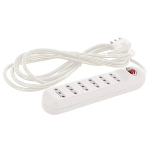 Alargador 6 Tomas 2P+T 5m con Interruptor Blanco Lexo