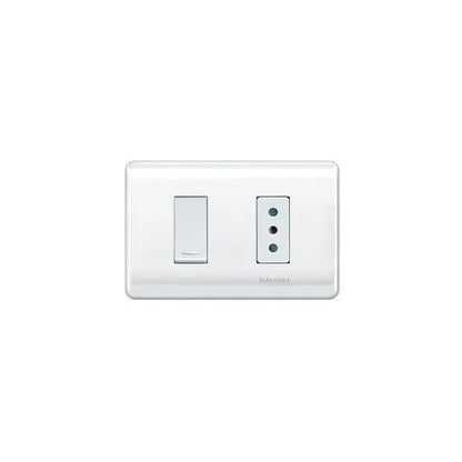 Interruptor Simple 9/12 + Toma Corriente 10A 250V Blanco Genesis Schneider